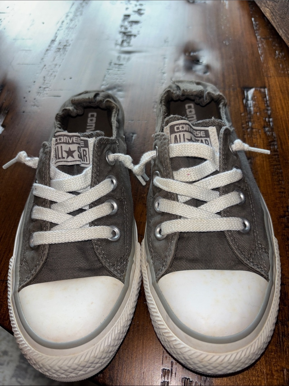 Converse Women's Low Top Canvas Sneakers - Gray and White - Picture 2 of 6